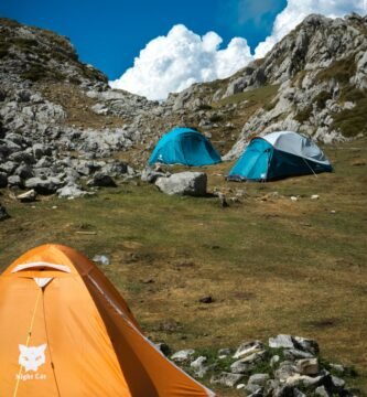 tents on a rocky hillside